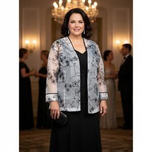Onyx Nite Jacket Womens 3X Plus Size Evening Party Cocktail Fancy Floral Velvet